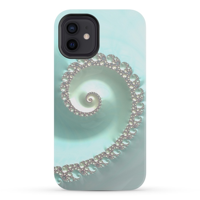 iPhone 12 mini StrongFit Fantastic Turquoise Fractal by Andrea Haase