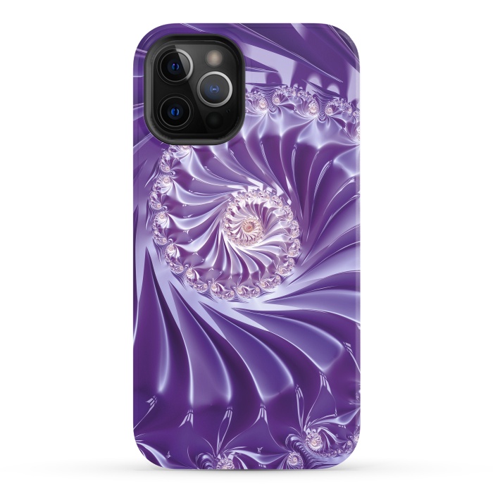 iPhone 12 Pro StrongFit Purple Fractal Fantasies by Andrea Haase