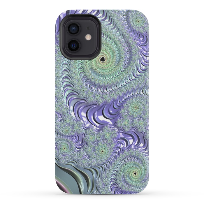iPhone 12 mini StrongFit Teal And Purple Fractal Design by Andrea Haase