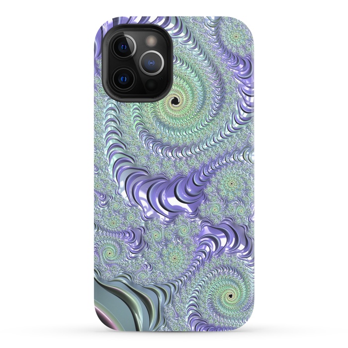 iPhone 12 Pro StrongFit Teal And Purple Fractal Design by Andrea Haase