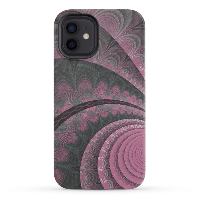 iPhone 12 mini StrongFit Pink Fractal Design by Andrea Haase