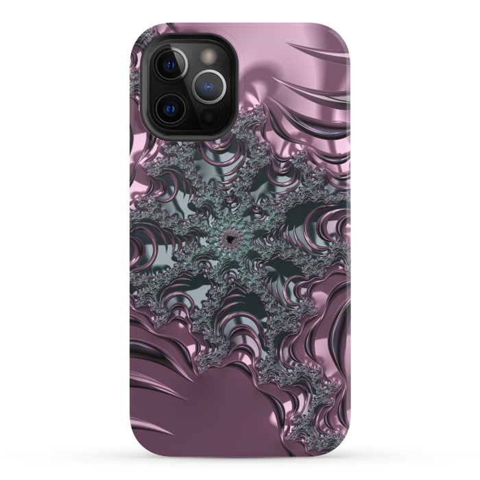 iPhone 12 Pro StrongFit Shiny Pink Green Fractal Design by Andrea Haase