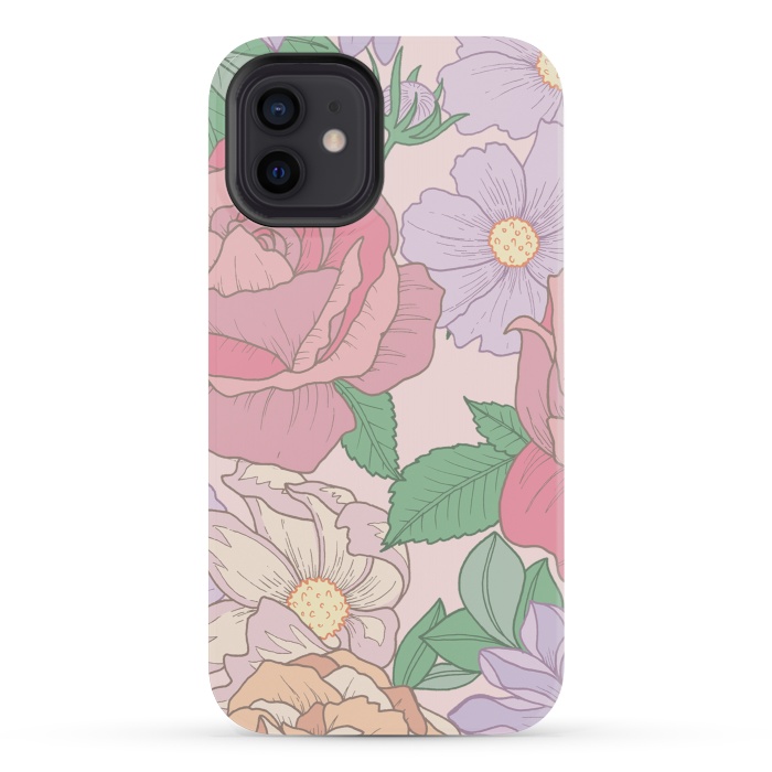 iPhone 12 mini StrongFit Pink Summer Rose Floral Bouquet by Becky Starsmore