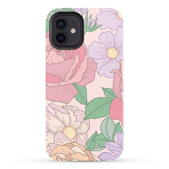 iPhone 12 StrongFit Pink Summer Rose Floral Bouquet by Becky Starsmore