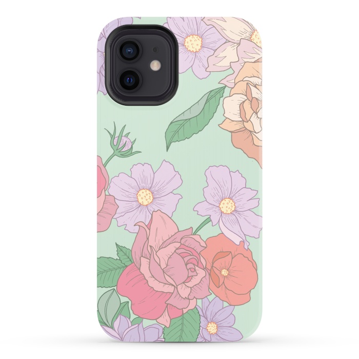 iPhone 12 StrongFit Green Floral Bouquet Print by Becky Starsmore