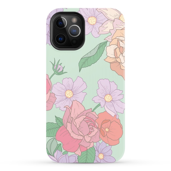 iPhone 12 Pro StrongFit Green Floral Bouquet Print by Becky Starsmore