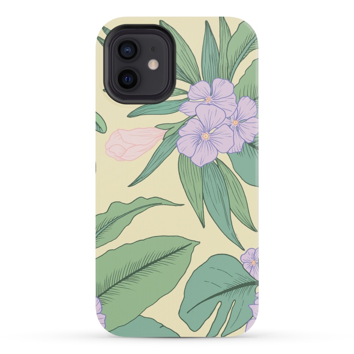 iPhone 12 mini StrongFit Yellow Tropical Floral Print by Becky Starsmore