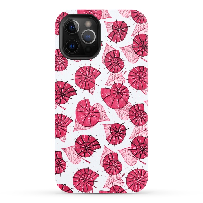 iPhone 12 Pro StrongFit Pink Snails And LeavesPattern by Boriana Giormova