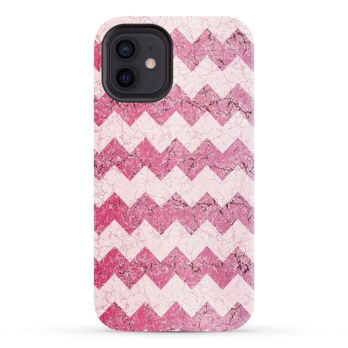 iPhone 12 StrongFit Pink chevron by Jms