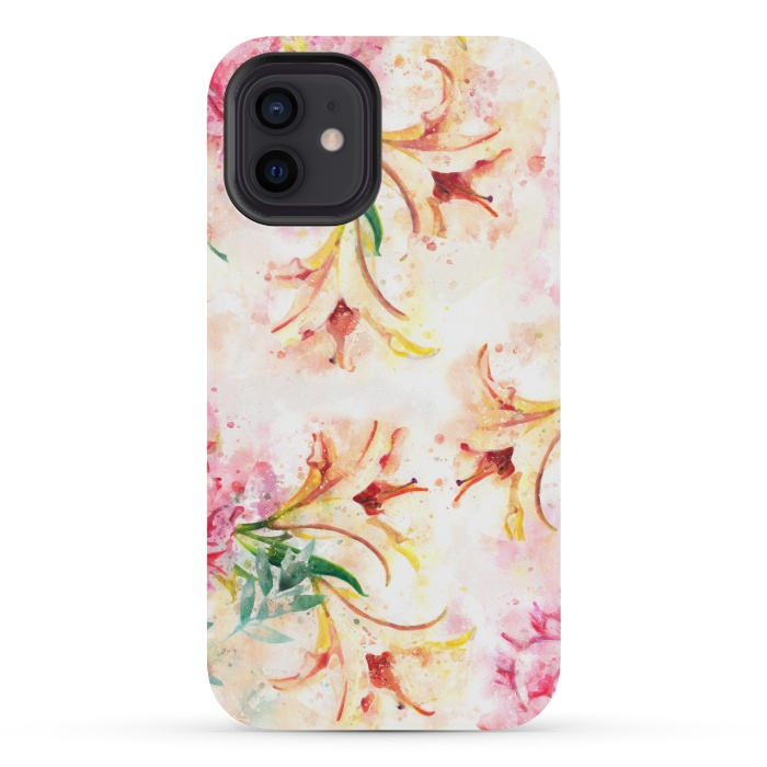 iPhone 12 mini StrongFit Peony Floral by Creativeaxle