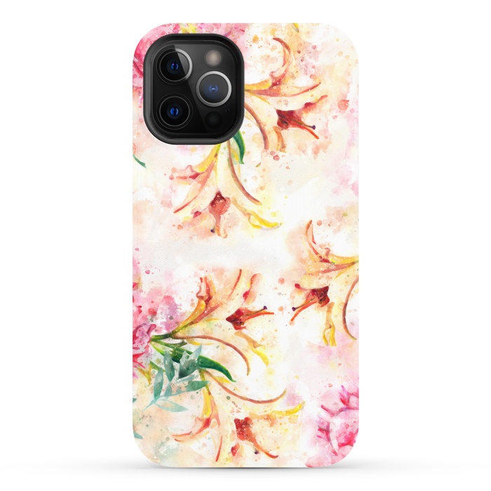 iPhone 12 Pro StrongFit Peony Floral by Creativeaxle