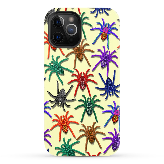 iPhone 12 Pro StrongFit Spiders Colorful Halloween Tarantulas Pattern by BluedarkArt