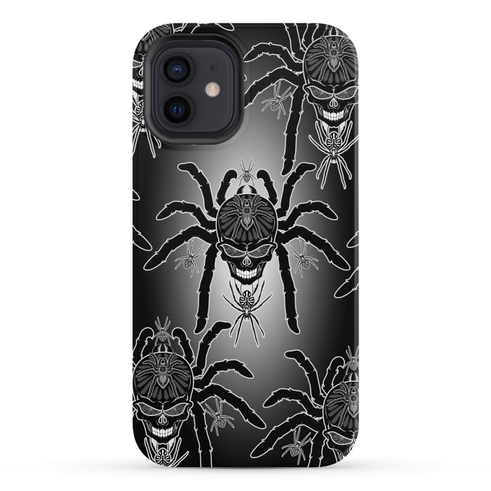 iPhone 12 StrongFit Spider Skull Tattoo Black and Whi by BluedarkArt