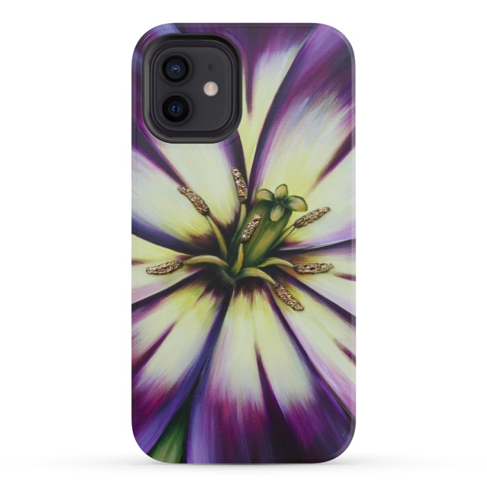 iPhone 12 mini StrongFit Plum Tulip by Denise Cassidy Wood
