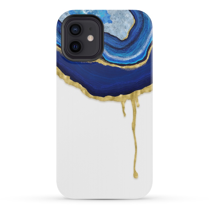 iPhone 12 mini StrongFit Sapphire Dripping Agate by Noonday Design
