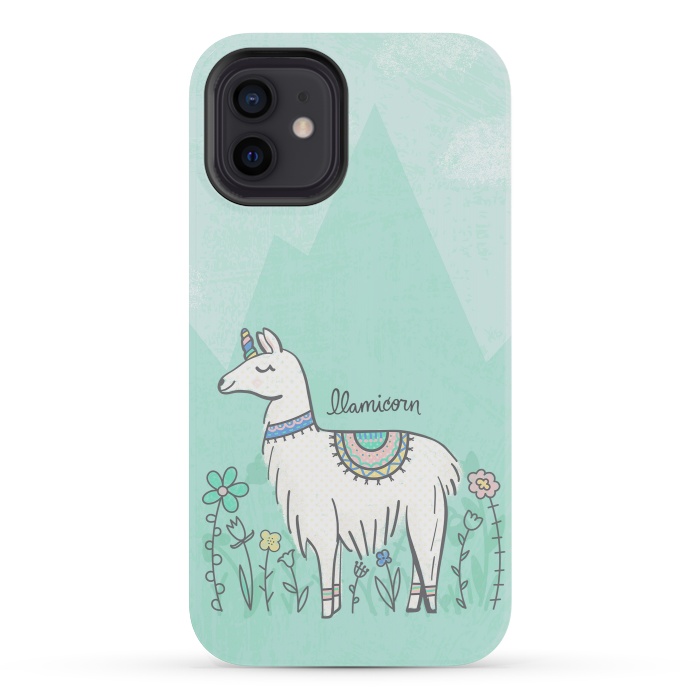 iPhone 12 mini StrongFit Llovely Llamicorn by Noonday Design