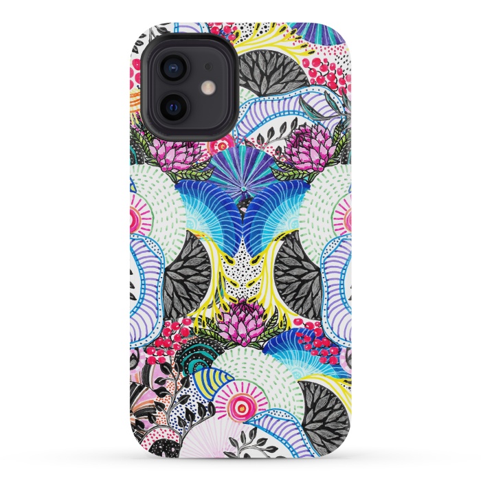 iPhone 12 mini StrongFit Whimsical abstract hand paint design  by InovArts