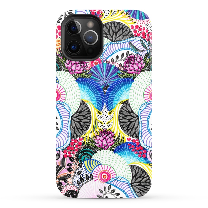 iPhone 12 Pro StrongFit Whimsical abstract hand paint design  by InovArts
