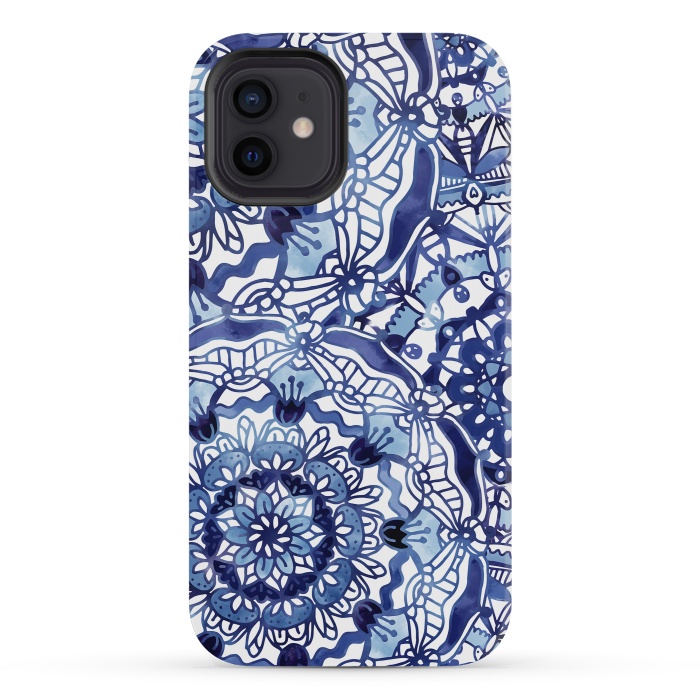 iPhone 12 mini StrongFit Delft Blue Mandalas by Noonday Design