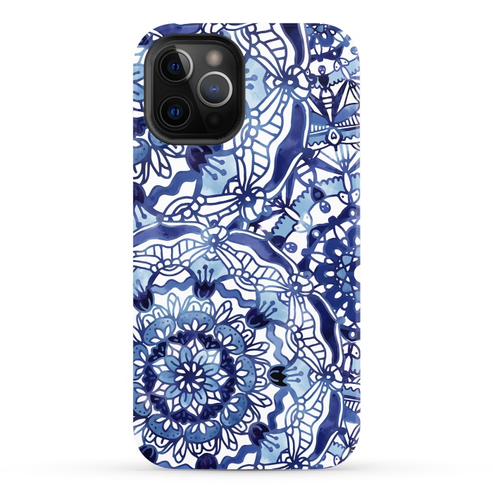 iPhone 12 Pro StrongFit Delft Blue Mandalas by Noonday Design