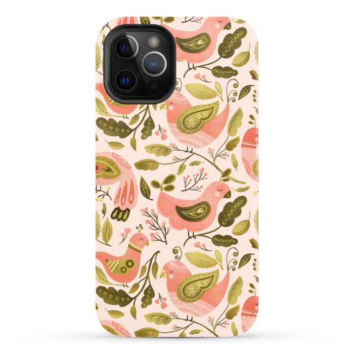 iPhone 12 Pro StrongFit Peachy Keen Birds by Noonday Design