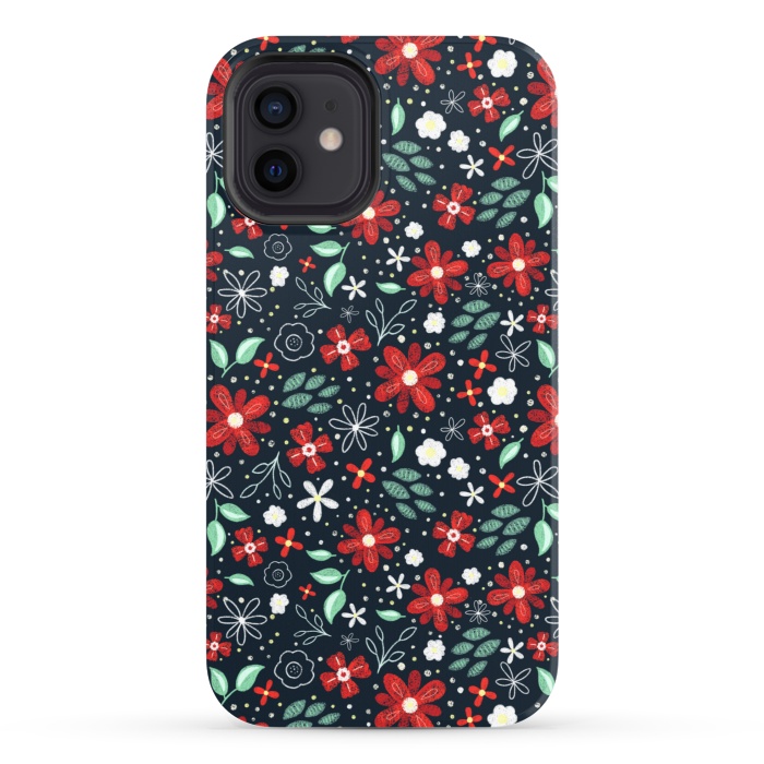 iPhone 12 StrongFit Little Christmas Flowers by Noonday Design