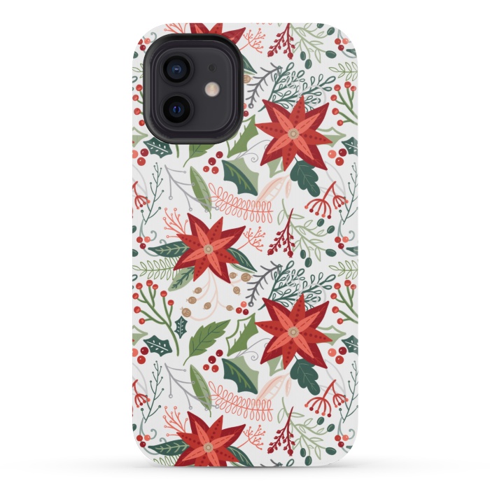 iPhone 12 mini StrongFit Festive Poinsettias by Noonday Design