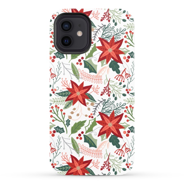 iPhone 12 StrongFit Festive Poinsettias by Noonday Design