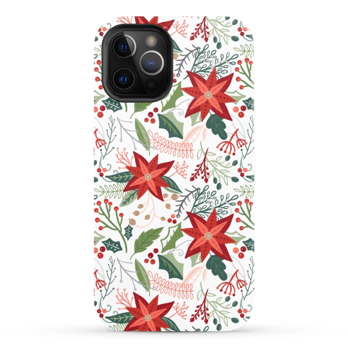 iPhone 12 Pro StrongFit Festive Poinsettias by Noonday Design