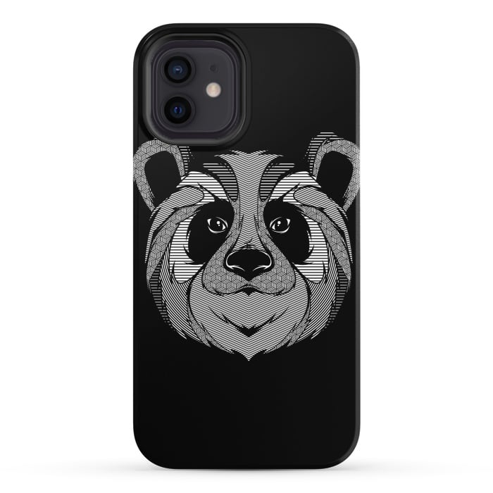 iPhone 12 StrongFit Panda Zentangle by Afif Quilimo