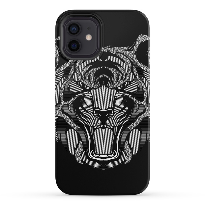 iPhone 12 mini StrongFit Tiger Zentangle by Afif Quilimo