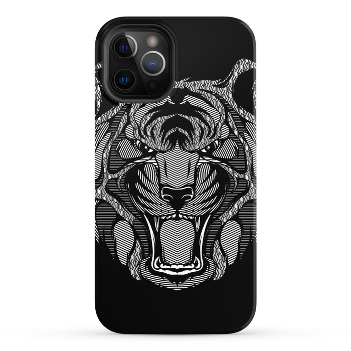 iPhone 12 Pro StrongFit Tiger Zentangle by Afif Quilimo