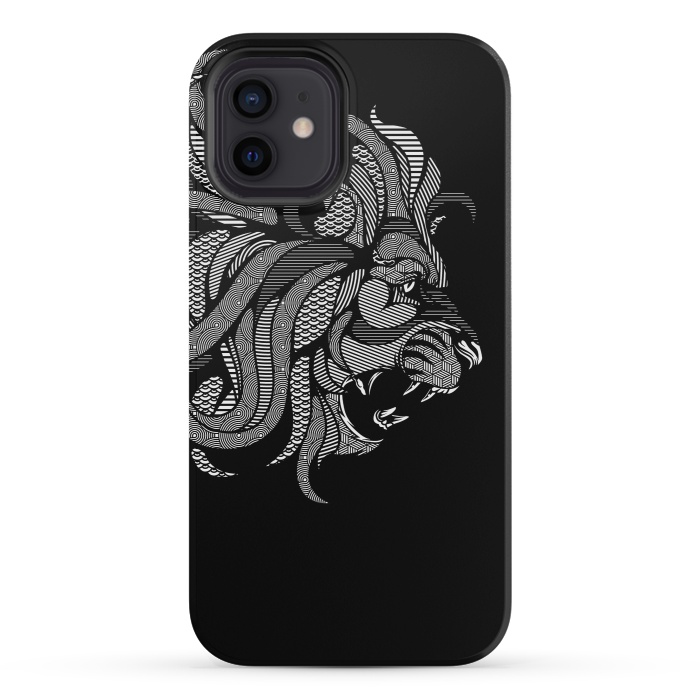 iPhone 12 mini StrongFit Lion Zentangle by Afif Quilimo
