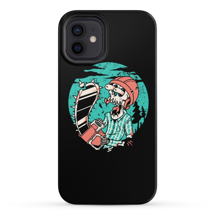 iPhone 12 StrongFit Skullchainsaw by Afif Quilimo