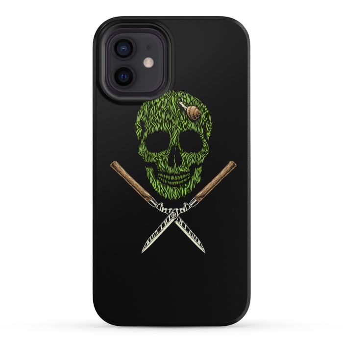 iPhone 12 mini StrongFit Skull Grass by Afif Quilimo
