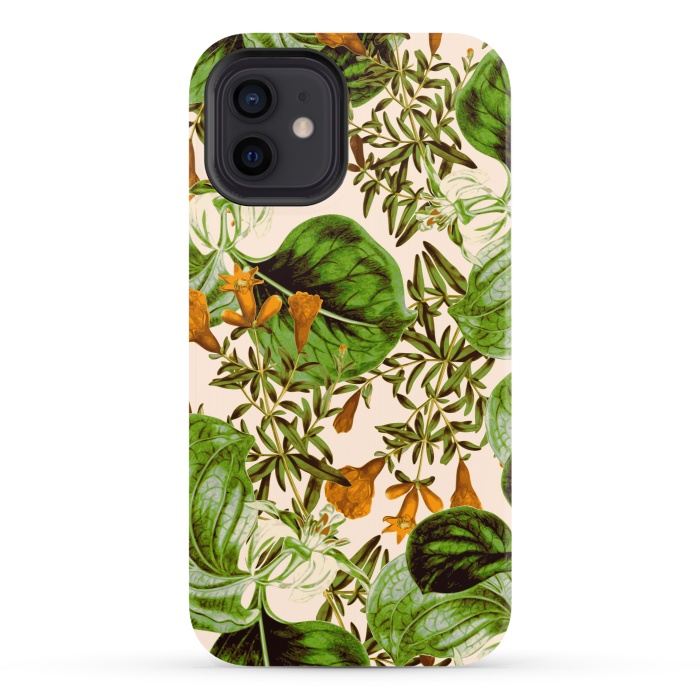 iPhone 12 StrongFit Orange Floral Botanic by Zala Farah