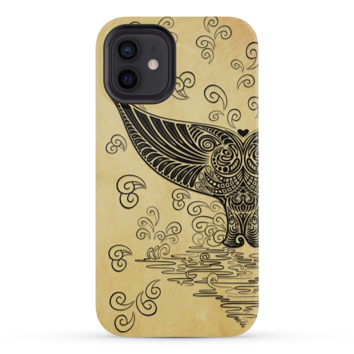 iPhone 12 mini StrongFit Whale Tail Boho Vintage Tattoo Style by BluedarkArt