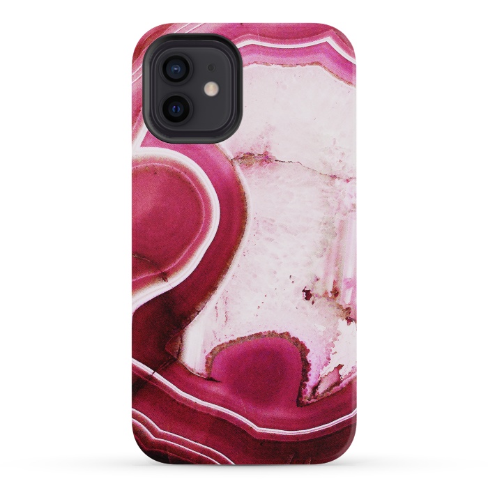 iPhone 12 mini StrongFit Vibrant pink agate marble by Oana 