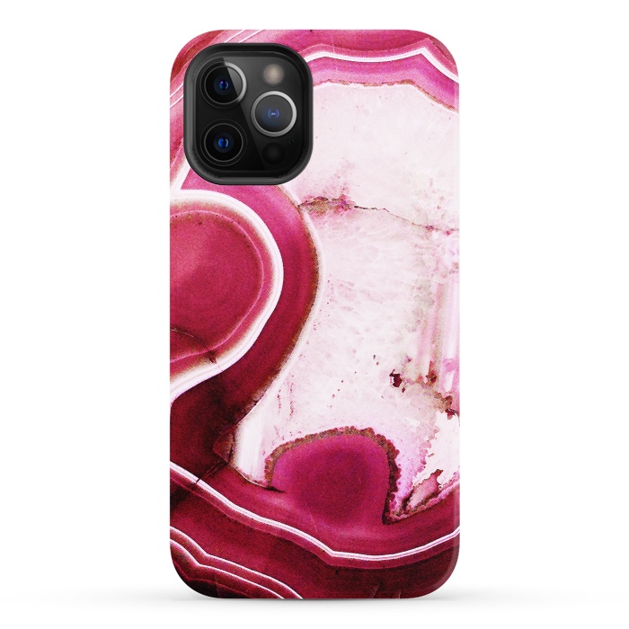 iPhone 12 Pro StrongFit Vibrant pink agate marble by Oana 