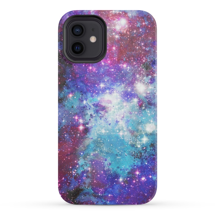 iPhone 12 mini StrongFit Blue purple galaxy space night stars by Oana 