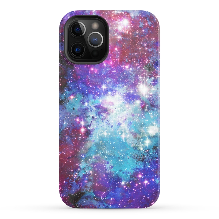 iPhone 12 Pro StrongFit Blue purple galaxy space night stars by Oana 