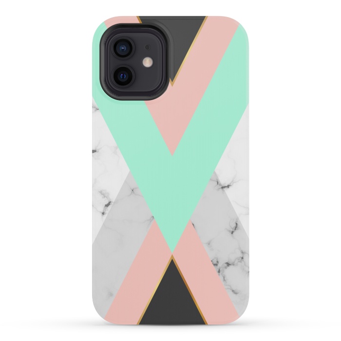 iPhone 12 mini StrongFit Marbled Aquamarine In Vertical by ArtsCase