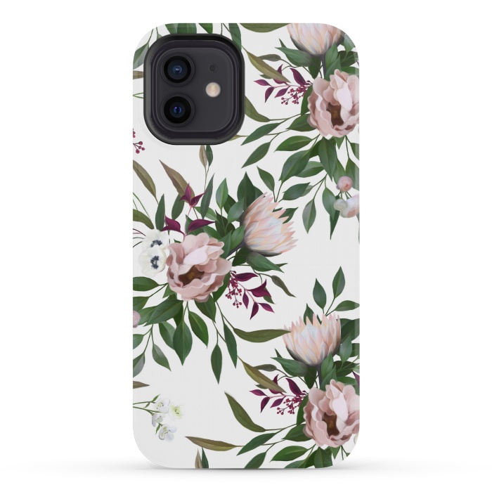 iPhone 12 mini StrongFit Bouquet With a Protea | White by Elzbieta Malyska