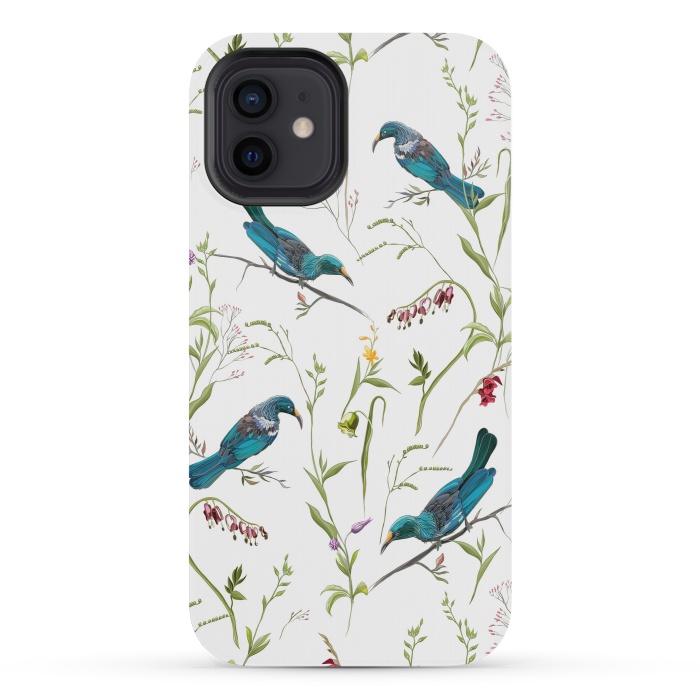 iPhone 12 mini StrongFit Birds in flowers by Elzbieta Malyska