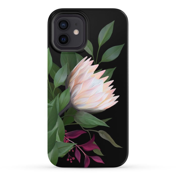 iPhone 12 StrongFit Painted Protea by Elzbieta Malyska