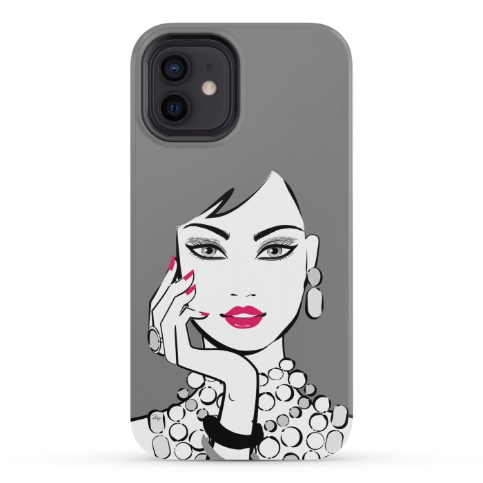 iPhone 12 mini StrongFit Elegant Gray Lady by Martina