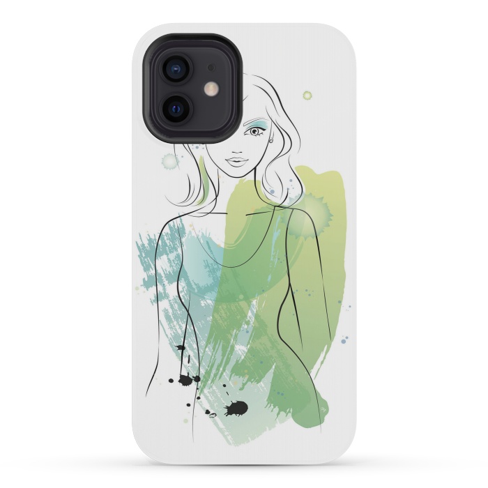 iPhone 12 mini StrongFit Watercolour girl by Martina