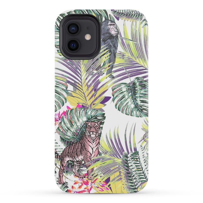 iPhone 12 mini StrongFit Jungle fever - wild animals and colorful leaves by Oana 