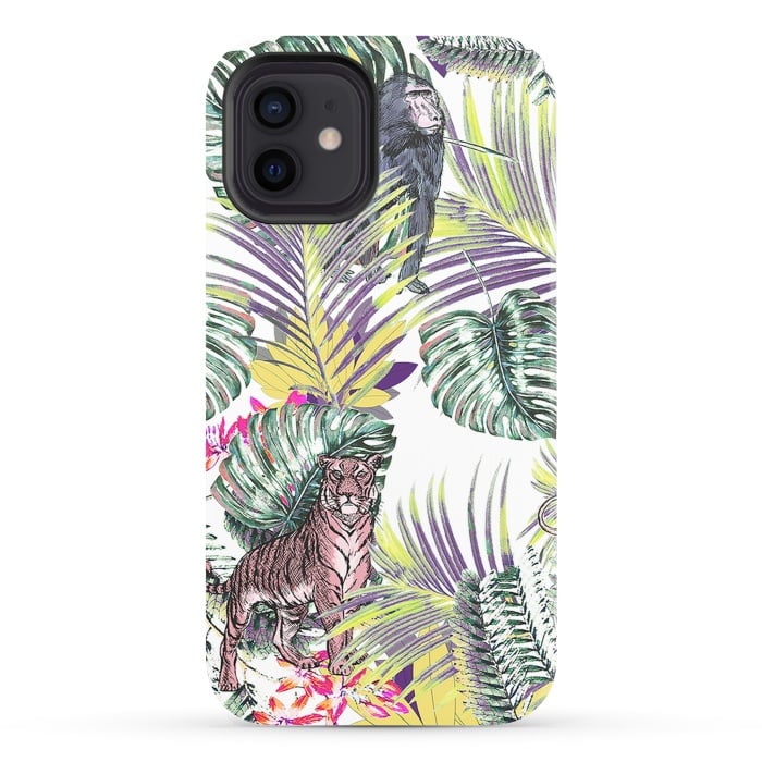 iPhone 12 StrongFit Jungle fever - wild animals and colorful leaves by Oana 