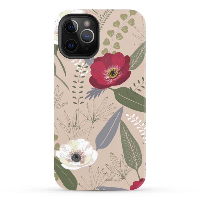 iPhone 12 Pro StrongFit Anemones Pattern by Anis Illustration